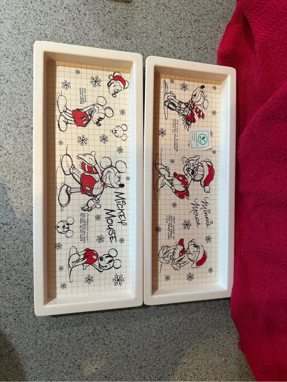 The Disney Christmas Sketchbook Bamboo Rectangular Serving Trays